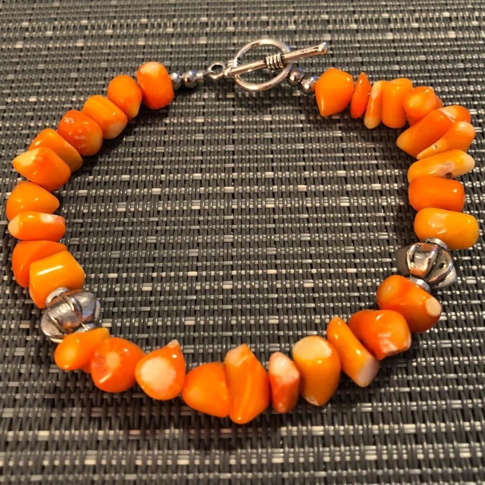Girls Orange Bamboo Bracelet
